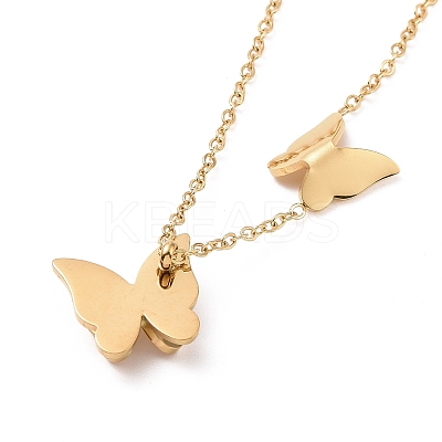 Ion Plating(IP) 304 Stainless Steel 3D Butterfly Pendant Necklace for Women LS-NJEW-A004-27G-1