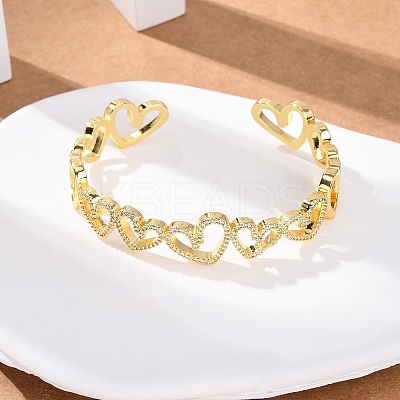 Brass Micro Pave Clear Cubic Zirconia Cuff Bangles for Women BJEW-C140-35G-1