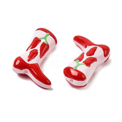Boot Baking Paint Glass Enamel  Beads LAMP-C020-02M-1