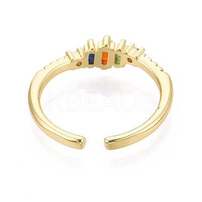 Brass Micro Pave Cubic Zirconia Cuff Rings for Women KK-T071-76G-1