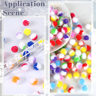 100Pcs 5 Colors Polyester Pom Pom Ball DIY-SC0031-42-1