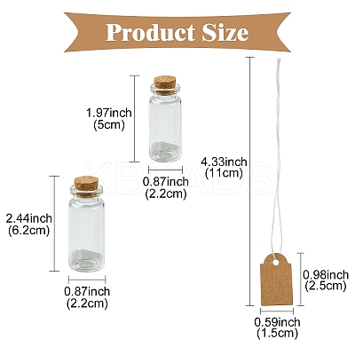 100Pcs 2 Styles Glass Cork Bead Containers CON-YW0001-61-1