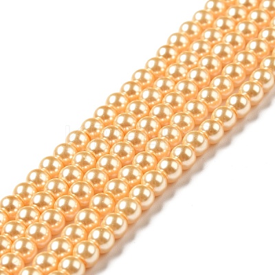 Eco-Friendly Dyed Glass Pearl Round Beads Strands HY-A002-4mm-RB072-1