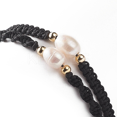 2Pcs 2 Style Natural Pearl Braided Bead Bracelets Set with Nylon Cord for Women BJEW-JB09141-02-1