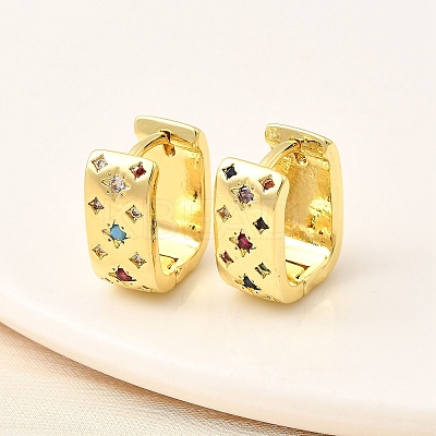 Brass Micro Pave Cubic Zirconia Rectangle Dangle Earrings EJEW-L305-08G-01-1