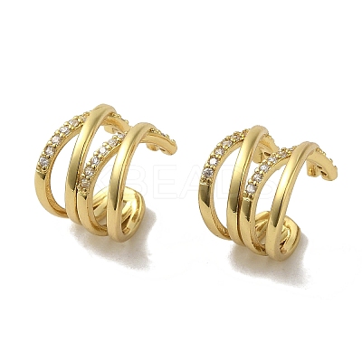 Rack Plating Brass Micro Pave Cubic Zirconia Hoop Earrings EJEW-R162-39G-1