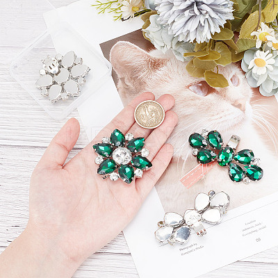 4Pcs 2 Style Flower Glass Rhinestone Shoe Decoration AJEW-AR0001-79B-1