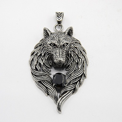 Retro Men's 304 Stainless Steel Steel Big Wolf Head Pendants LS-STAS-O044-52A-1