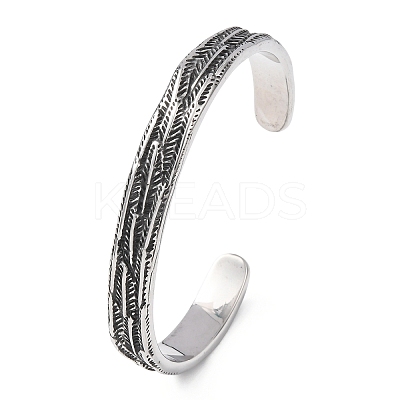 Retro 316 Surgical Stainless Steel Cuff Bangles BJEW-C142-11B-AS-1