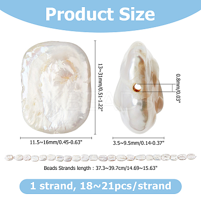 1 Strand Natural Baroque Pearl Keshi Pearl Beads Strands PEAR-HS0001-02-1