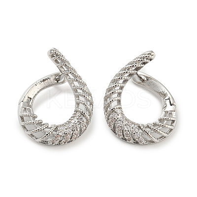 Rack Plating Brass with Cubic Zirconia Hoop Earrings for Women EJEW-G363-03P-1
