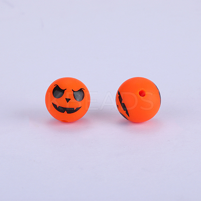 Printed Round with Ghost Pattern Silicone Focal Beads SI-JX0056A-127-1