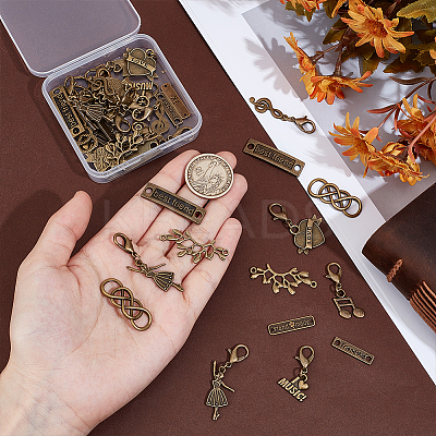 40Pcs 10 Style Alloy Pendants Decorations HJEW-BC00063-1