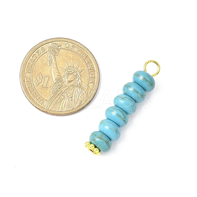 2Pcs 2 Colors Dyed Synthetic Turquoise Rondelle Beaded Pendants PALLOY-JF04623-02-1