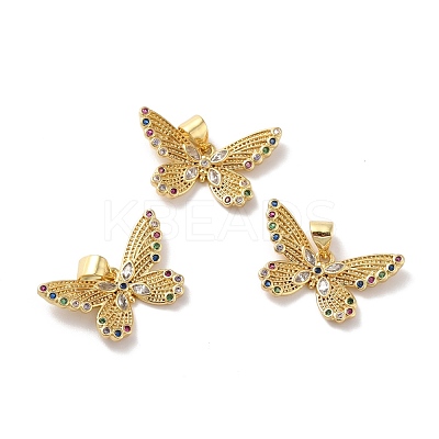 Rack Plating Brass Micro Pave Cubic Zirconia Pendants KK-A160-10G-1