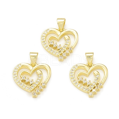 Rack Plating Brass Micro Pave Cubic Zirconia Pendants KK-C011-44G-1