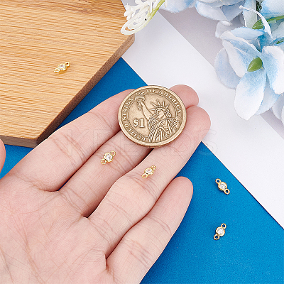 10Pcs 925 Sterling Silver Micro Pave Clear Cubic Zirconia Connector Charms STER-PH0004-14-1