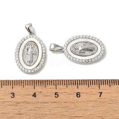 Rack Plating Brass Cubic Zirconia Shell Pendants KK-S368-11P-1