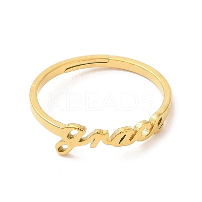 Ion Plating(IP) 304 Stainless Steel Word Frace Adjustable Ring RJEW-L107-020G-1