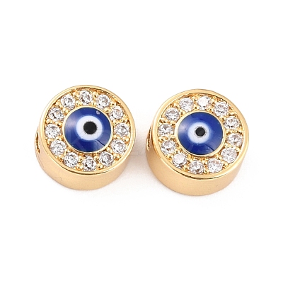 Brass Micro Pave Clear Cubic Zirconia Beads ZIRC-Z017-02G-1