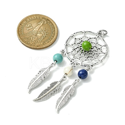 2Pcs 2 Styles Synthetic Turquoise Dyed Big Pendants PALLOY-JF02309-02A-1