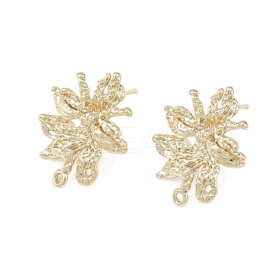 Flower Brass Stud Earring Findings KK-F921-04G-1