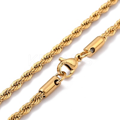 Ion Plating(IP) 304 Stainless Steel Rope Chain Necklaces NJEW-F226-03G-11-1