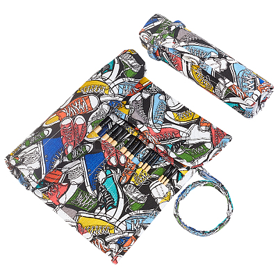 Shoes Printed Canvas Painting Brush Pen Storage Bag AJEW-WH0162-22-1