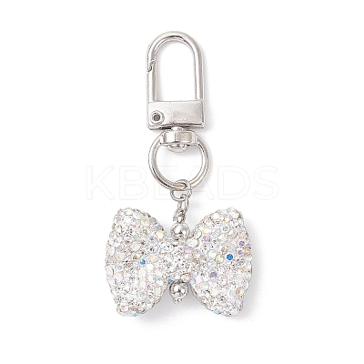 Bowknot Polymer Clay Rhinestone Pendants Decorations HJEW-JM04197-03-1
