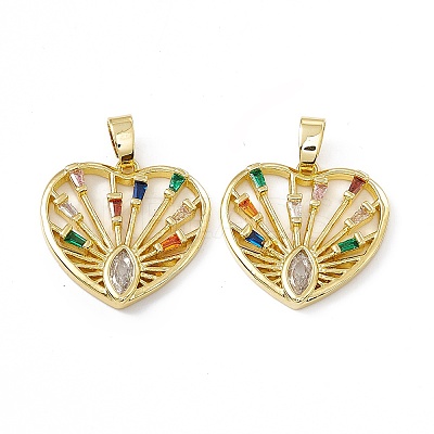 Brass Micro Pave Cubic Zirconia Pendants KK-E068-VC045-1