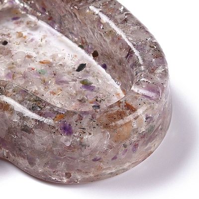 Resin with Natural Other Quartz Chip Stones Ashtray DJEW-F015-03E-1
