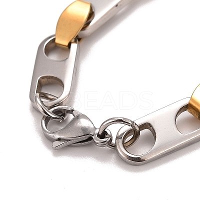 PVD Vacuum Plating 201 Stainless Steel Oval Link Chain Bracelets LS-STAS-E160-04GP-1