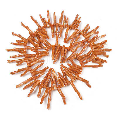 Opaque Acrylic Imitation Coral Beads Strands SACR-P033-01A-09-1
