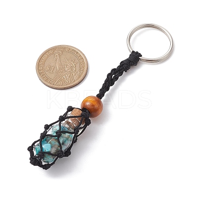 Synthetic Turquoise Wishing Bottle Keychain KEYC-JKC00726-01-1