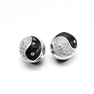Brass Micro Pave Cubic Zirconia Round Beads ZIRC-M069-51-NR-1
