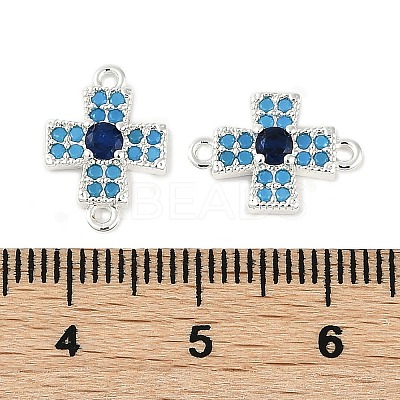 Brass Blue Cubic Zirconia Connector Charms KK-I719-01S-1