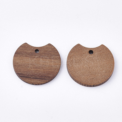 Undyed Walnut Wood Pendants WOOD-T023-04-1
