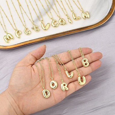 1Pc Initial Letter Brass Pendant Necklaces NJEW-YW0001-24J-1