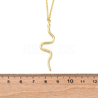Brass Snake Pendant Cable Chain Necklaces for Women LS-NJEW-S438-01B-G-1