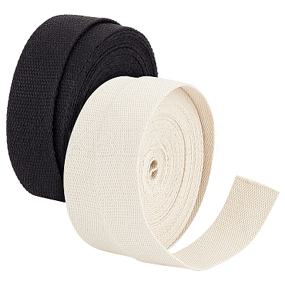 2Pcs 2 Colors 10 Yards Flat Cotton Ribbon OCOR-PH0002-56-1