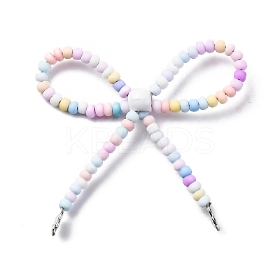 Alloy & Glass Seed Beads Bowknot Chandelier Component Links PALLOY-D359-03C-1