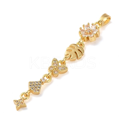 Brass Micro Pave Clear Cubic Zirconia Pendants KK-D101-01B-G-1