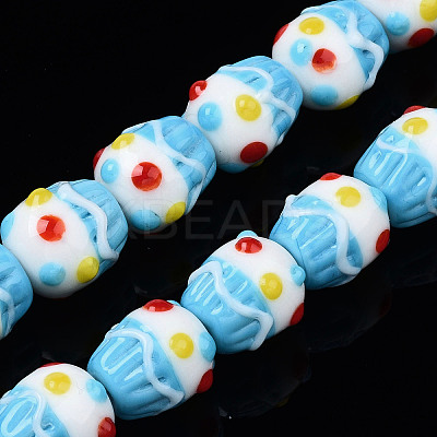 Handmade Bumpy Lampwork Beads Strands LAMP-N021-030-1