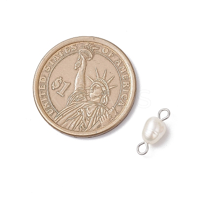 Natural Cultured Freshwater Pearl Rice Connector Charms PALLOY-JF04478-02-1