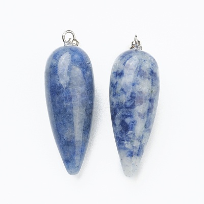 Natural Blue Spot Jasper Pointed Pendants G-F705-01G-P-1