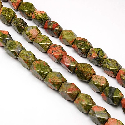 Natural Unakite Faceted Rhombus Beads Strands G-L235A-10-1