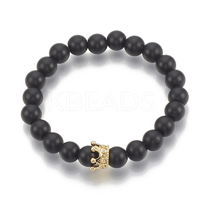 Synthetic Lava Rock Stretch Bracelets ZIRC-T006-24G-02-1