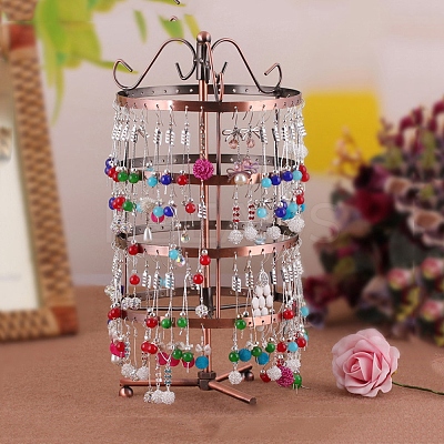 Iron 4 Tiers Rotating Jewelry Organizer Earring Holder Stand NDIS-K002-03R-1