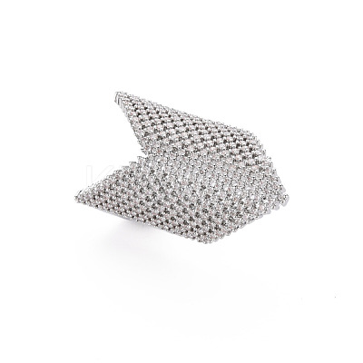 Brass Micro Pave Cubic Zirconia Cuff Rings RJEW-S045-151P-1