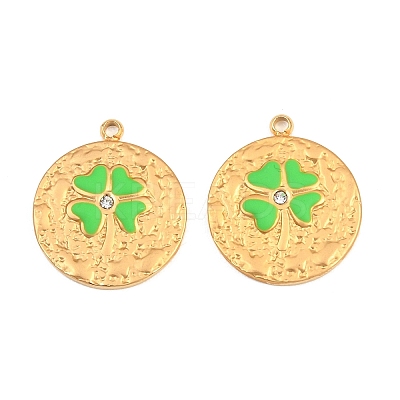 304 Stainless Steel Enamel & Crystal Rhinestone Pendants STAS-G398-28G-03-1